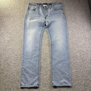 Outpost Makers Original Straight Jeans Mens 34x32 Light Wash Blue Stretch Denim